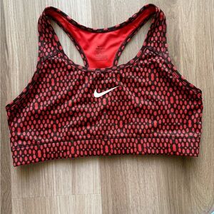 Nike Hot Orange and Black Polka Dot Dri-FIT Medium Support Sports Bra